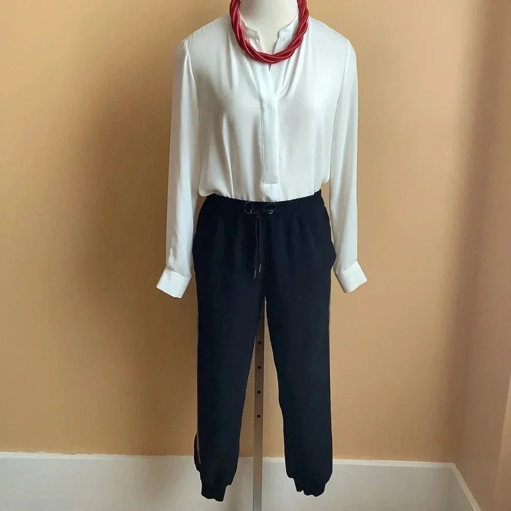 ARITZIA WILFRED Buffon Black Japanese Crepe Side Stripe Joggers S - Picture 13 of 15